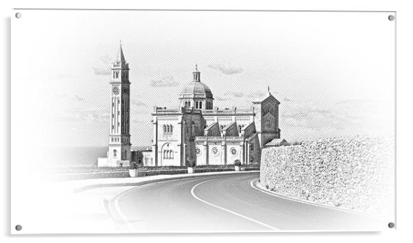 Ta Pinu Church on Gozo is a famous landmark on the island Acrylic by Erik Lattwein