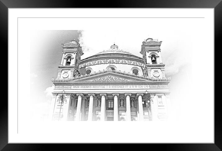 Mosta Rotanda - famous cathedral on the Island of Malta Framed Mounted Print by Erik Lattwein