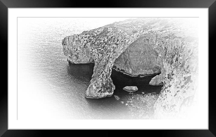 Blue Grotto in Malta is a famous landmark on the island Framed Mounted Print by Erik Lattwein