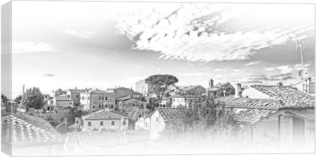 Aerial view over the historic city center of Volterra - a villag Canvas Print by Erik Lattwein