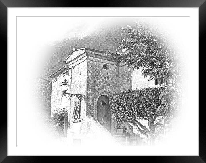 Beautiful ancient stone buildings in the Tuscan village of Volte Framed Mounted Print by Erik Lattwein