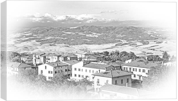 A beautiful village in Tuscany - travel illustration Canvas Print by Erik Lattwein