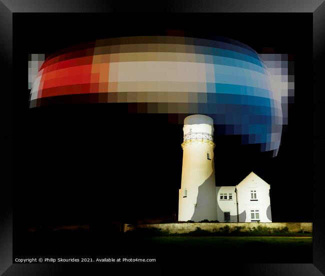 Hunstanton lighthouse lightpainted Framed Print by Philip Skourides