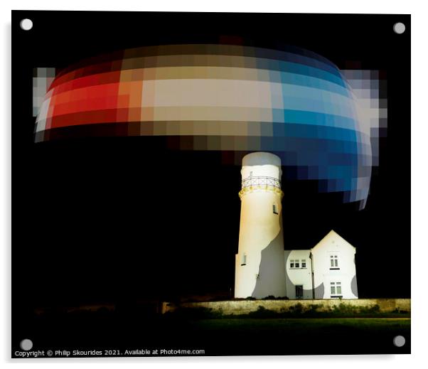 Hunstanton lighthouse lightpainted Acrylic by Philip Skourides