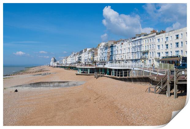 Hastings seafront. Print by Bill Allsopp