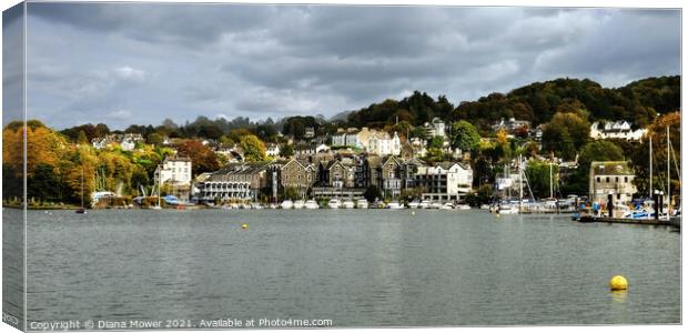 Bowness on Windermere Panoramic Canvas Print by Diana Mower