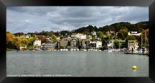 Bowness on Windermere Panoramic Framed Print by Diana Mower