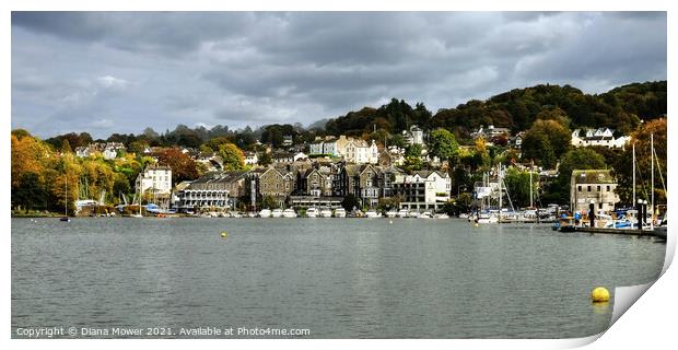 Bowness on Windermere Panoramic Print by Diana Mower