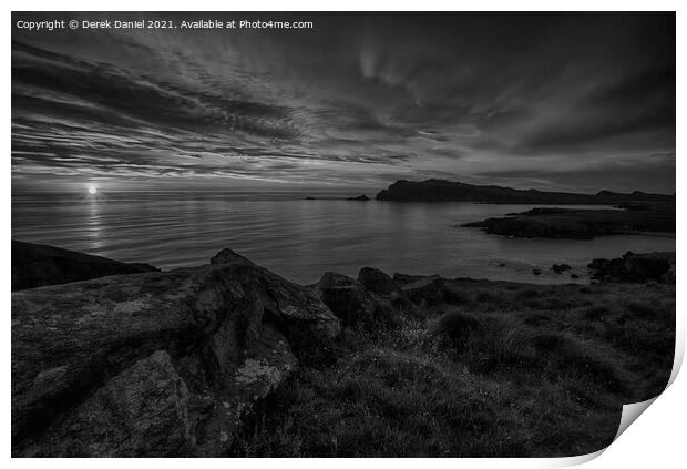 Sybil Head Sunset, Dingle Peninsula, Ireland (blac Print by Derek Daniel