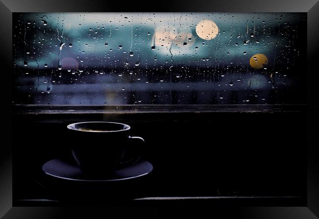 Rainy Day And Coffee Framed Print by Dan Cristian Lavric