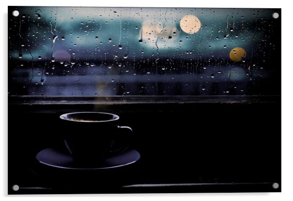 Rainy Day And Coffee Acrylic by Dan Cristian Lavric