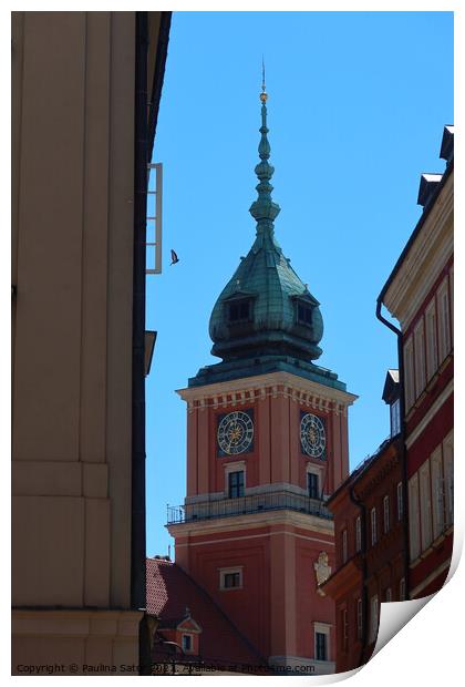 Tower Clock, Royal Palace in Warsaw Print by Paulina Sator