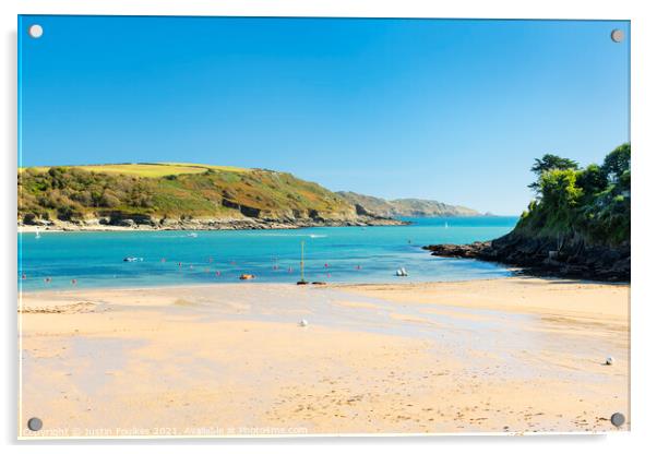 South Sands Beach, Salcombe Acrylic by Justin Foulkes