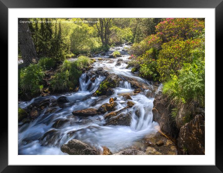 Mountain River Landscape in Eyne Valley, French Pyrenees Framed Mounted Print by Pere Sanz