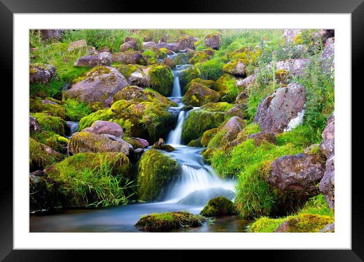 a waterfall in the Brecon Beacons Llyn Y Fan Fach  Framed Mounted Print by Ollie Hully
