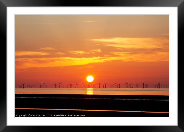 Talacre Wind Farm Sunset Framed Mounted Print by Gary Turner
