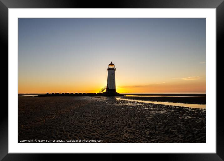 Talacre Lighthouse Sunset Framed Mounted Print by Gary Turner