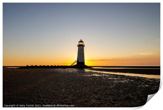 Talacre Lighthouse Sunset Print by Gary Turner