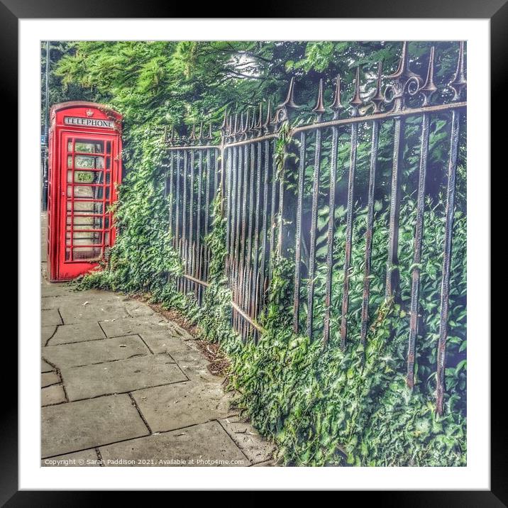 Phone box and Fence Framed Mounted Print by Sarah Paddison