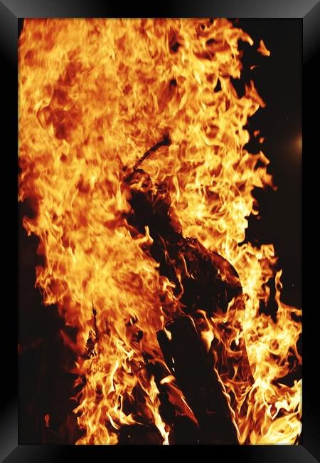 Closeup of Fire at time of festival Framed Print by Ravindra Kumar