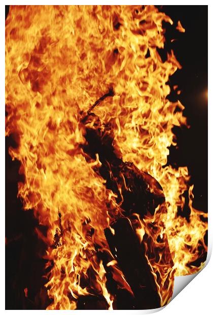Closeup of Fire at time of festival Print by Ravindra Kumar