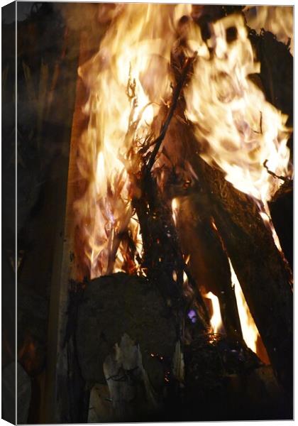 Closeup of Fire at time of festival Canvas Print by Ravindra Kumar