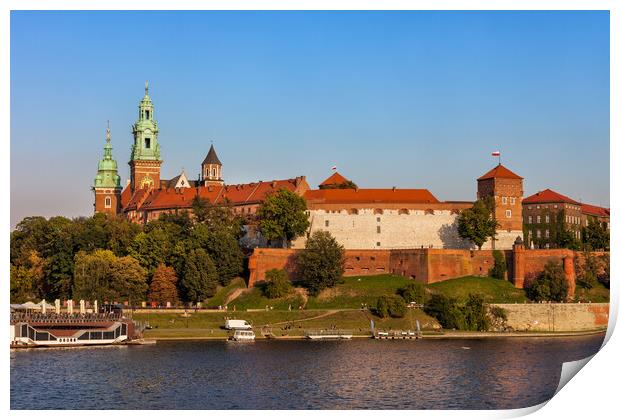 Wawel Castle at Vistula River in Cracow Print by Artur Bogacki