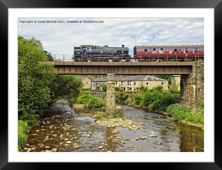 Steam train on Brooksbottom Viaduct. Framed Mounted Print by David Birchall
