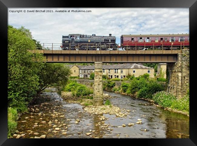 Steam train on Brooksbottom Viaduct. Framed Print by David Birchall