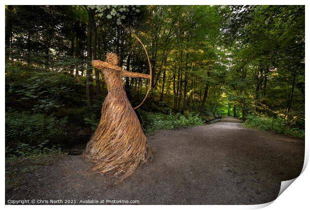 The Huntress of Skipton Castle Woods. Print by Chris North