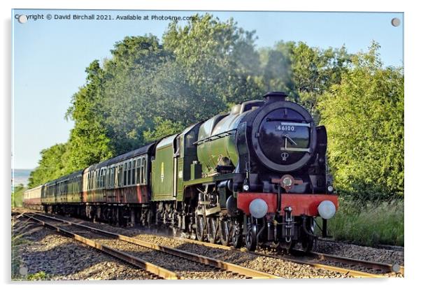 46100 Royal Scot near Whalley in Lancashire. Acrylic by David Birchall