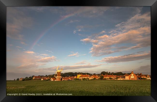 Rainbow Over Cley Mill  Framed Print by David Powley