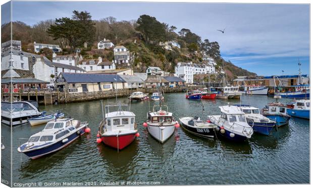 Polperro Harbour, Cornwall Canvas Print by Gordon Maclaren