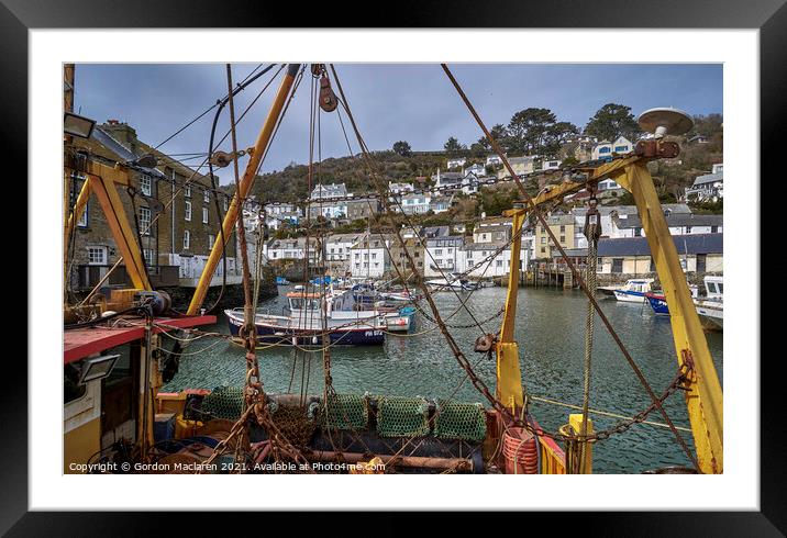 Polperro Fishing Harbour, Cornwall Framed Mounted Print by Gordon Maclaren