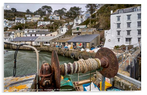 Cornish Fishing Harbour, Polperro Cornwall Acrylic by Gordon Maclaren