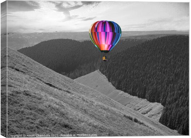 Hot Air Balloon of the High Peak Canvas Print by Alison Chambers