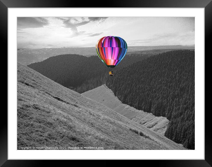 Hot Air Balloon of the High Peak Framed Mounted Print by Alison Chambers