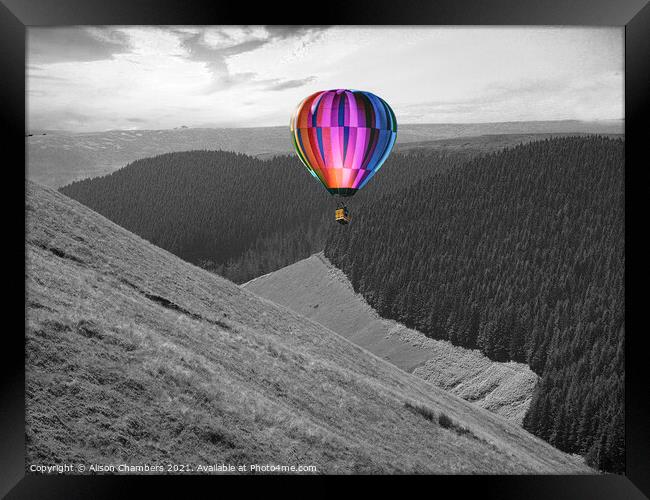 Hot Air Balloon of the High Peak Framed Print by Alison Chambers