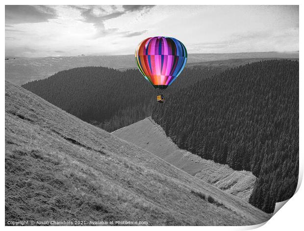 Hot Air Balloon of the High Peak Print by Alison Chambers