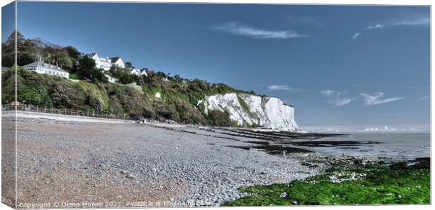 St Margarets Bay High Cliffs and Beach Kent Canvas Print by Diana Mower