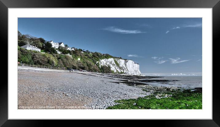 St Margarets Bay High Cliffs and Beach Kent Framed Mounted Print by Diana Mower