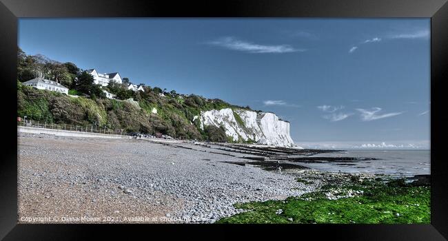 St Margarets Bay High Cliffs and Beach Kent Framed Print by Diana Mower