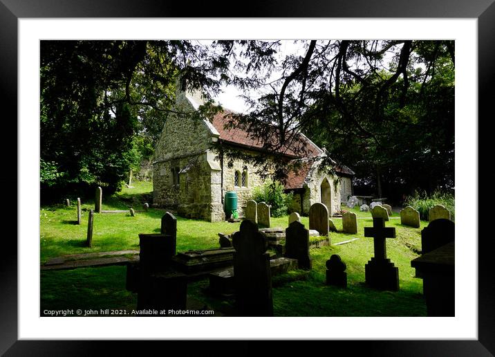 The ancient church at Bonchurch on the Isle of Wight. Framed Mounted Print by john hill