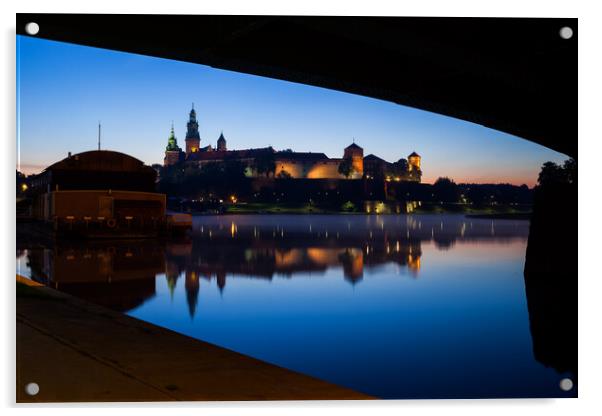 Under the Bridge River View of Wawel Castle in Krakow Acrylic by Artur Bogacki