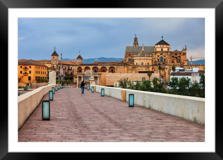 Mosque Cathedral In Cordoba From Roman Bridge Framed Mounted Print by Artur Bogacki