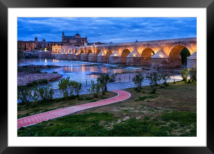 Roman Bridge on Guadalquivir River in Cordoba Framed Mounted Print by Artur Bogacki