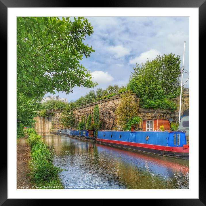 Barges on the Canal in Ashton-under-Lyne Framed Mounted Print by Sarah Paddison