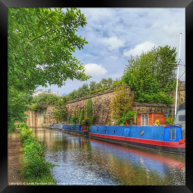 Barges on the Canal in Ashton-under-Lyne Framed Print by Sarah Paddison