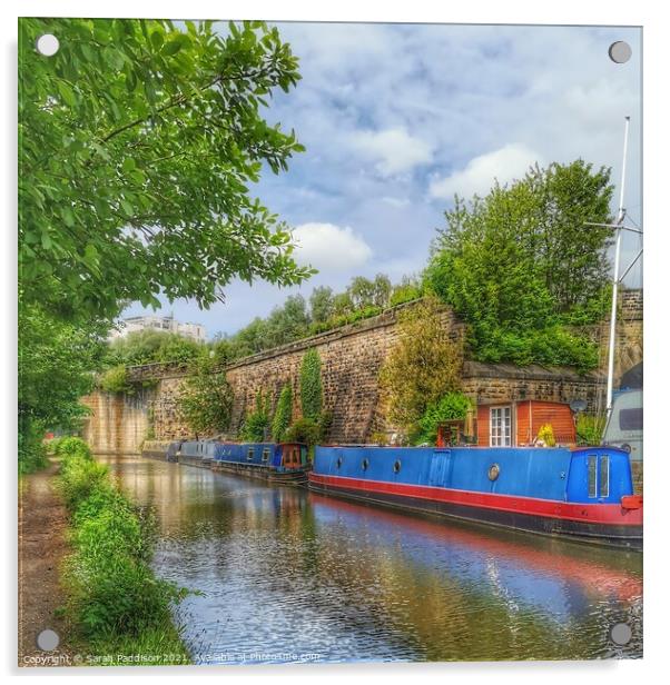Barges on the Canal in Ashton-under-Lyne Acrylic by Sarah Paddison