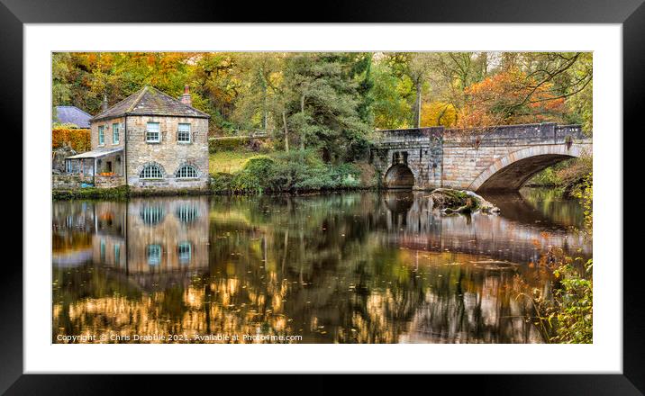 Calver Bridge and the Old Shuttle House Framed Mounted Print by Chris Drabble